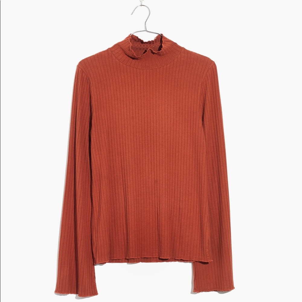 NWT Madewell Lettuce Ruffle Mock Turtleneck Top